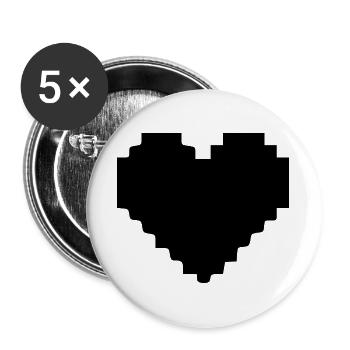 Schwarzes herz schwarz Pixelherz Geschenk - Buttons groß 56 mm (5er Pack) - Weiß - Vorne