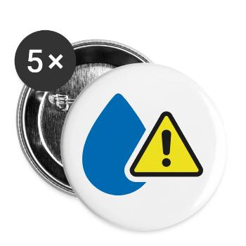 Avertissement de fuite d’eau Symbole d’humidité icône solide - Lot de 5 grands badges (56 mm) - blanc - Devant