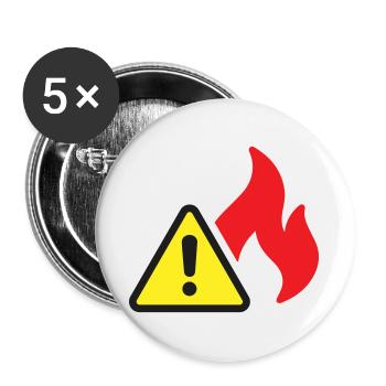 Icône solide d’alerte incendie Symbole de sécurité de flamme - Lot de 5 grands badges (56 mm) - blanc - Devant