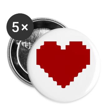 Rotes Herz rot Pixelherz Geschenk  - Buttons groß 56 mm (5er Pack) - Weiß - Vorne