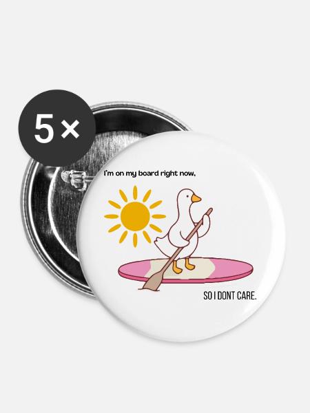 Stand up paddle Ente - Buttons groß 56 mm (5er Pack) - Weiß