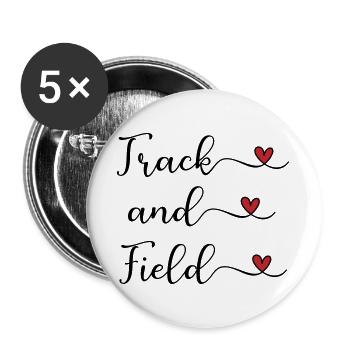 Track and Field handwritten Logo with Hearts - Buttons large 2.2''/56 mm (5-pack) - white - Front