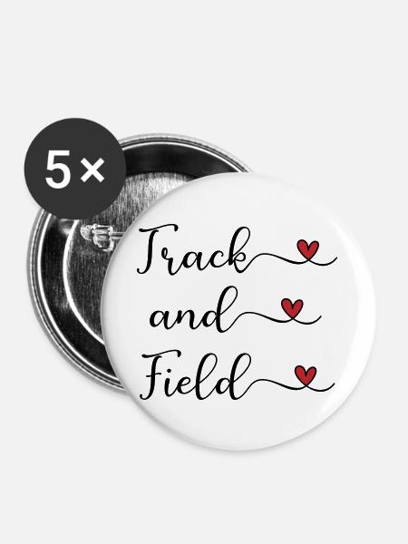 Handgeschriebenes Leichtathletik-Logo mit Herzen - Buttons groß 56 mm (5er Pack) - Weiß
