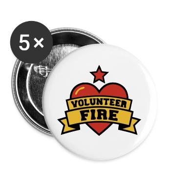 Volunteer Fire Herz Logo - Buttons groß 56 mm (5er Pack) - Weiß - Vorne