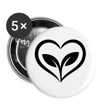 Gardener heart with plant - Buttons large 2.2''/56 mm (5-pack) - white - Front