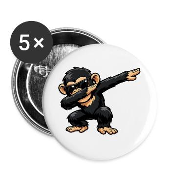 Dabbing Chimpanzee - Buttons large 2.2''/56 mm (5-pack) - white - Front