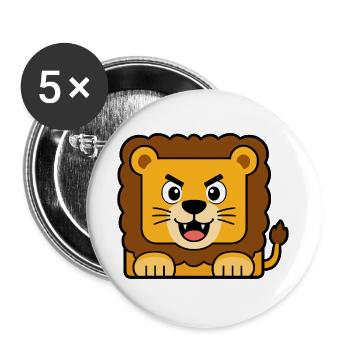 Lion - Lot de 5 grands badges (56 mm) - blanc - Devant