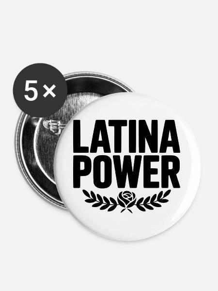 Latina-Macht - Buttons groß 56 mm (5er Pack) - Weiß