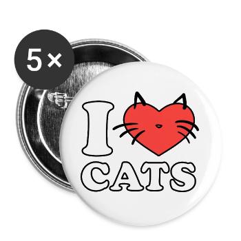 I Love Cats Herzlogo - Buttons groß 56 mm (5er Pack) - Weiß - Vorne