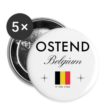 Ostend Belgium Coordinates Travel Souvenir - Buttons large 2.2''/56 mm (5-pack) - white - Front