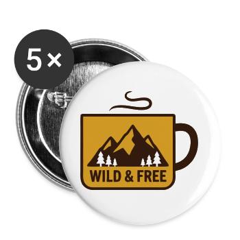 Heisse Tasse Berge Abzeichen - Buttons groß 56 mm (5er Pack) - Weiß - Vorne