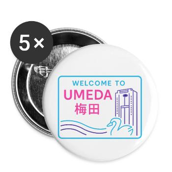 Welcome to Umeda - Lot de 5 grands badges (56 mm) - blanc - Devant