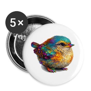 Regenbogenvogel Farbexplosion - Buttons groß 56 mm (5er Pack) - Weiß - Vorne