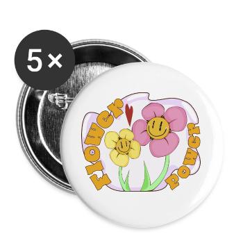 Flower Power  - Buttons groß 56 mm (5er Pack) - Weiß - Vorne