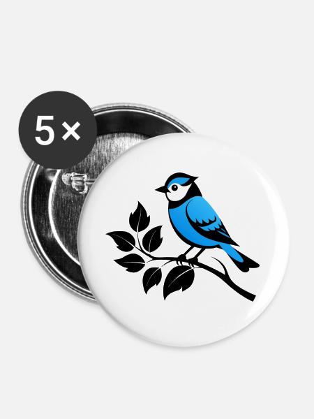 Blaumeisegarten - Buttons groß 56 mm (5er Pack) - Weiß
