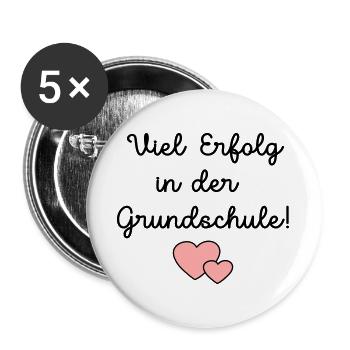 Einschulung Grundschule Schulkind - Buttons groß 56 mm (5er Pack) - Weiß - Vorne