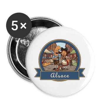 Kek & Ina en Alsace - Lot de 5 grands badges (56 mm) - blanc - Devant