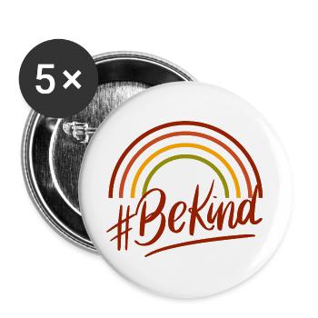 BeKind Rainbow Script Tee - Buttons groß 56 mm (5er Pack) - Weiß - Vorne