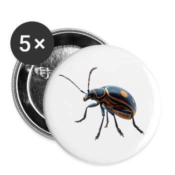 Chatte-coq, Mignon scarabée cerf, Scarabée rhinocéros, Insectes - Lot de 5 grands badges (56 mm) - blanc - Devant