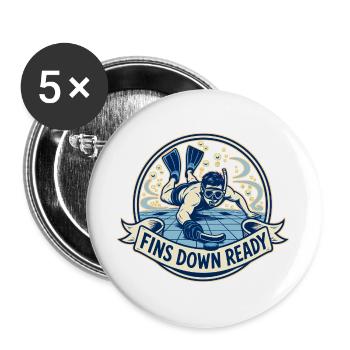 FINS DOWN READY - Buttons groß 56 mm (5er Pack) - Weiß - Vorne
