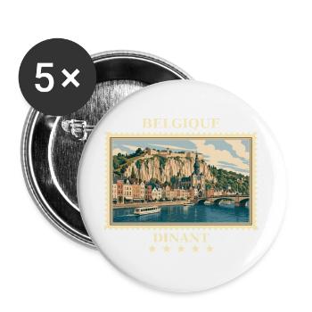 Belgien Dinant Vintage Reisemarke - Buttons groß 56 mm (5er Pack) - Weiß - Vorne
