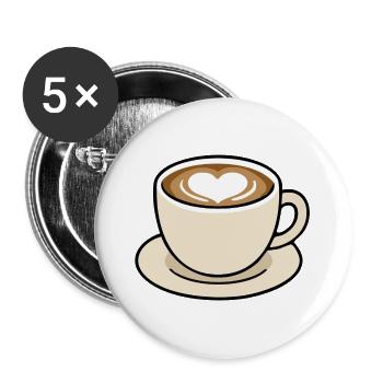 Cute Heart Latte Coffee Cup Illustration - Buttons large 2.2''/56 mm (5-pack) - white - Front