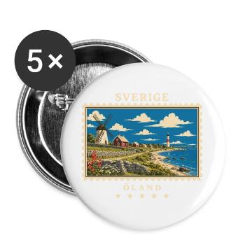 Schweden Öland Vintage Reisemarke - Buttons groß 56 mm (5er Pack) - Weiß - Vorne