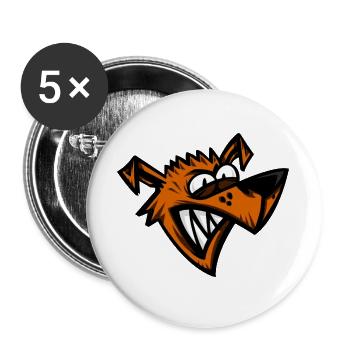 Funny Crazy Dog Cartoon Head - Buttons large 2.2''/56 mm (5-pack) - white - Front