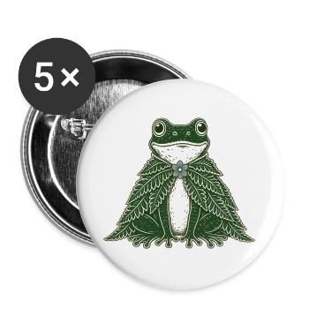 Fern Cloak Frog Cottagecore Folk Art - Buttons large 2.2''/56 mm (5-pack) - white - Front