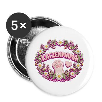 CatMom - Buttons large 2.2''/56 mm (5-pack) - white - Front