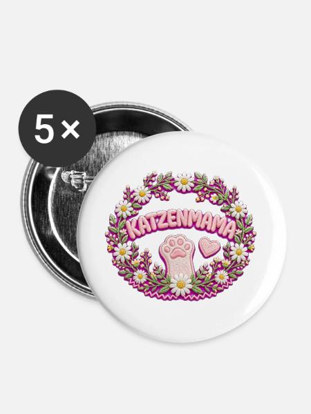 KatzenMama  - Buttons groß 56 mm (5er Pack) - Weiß