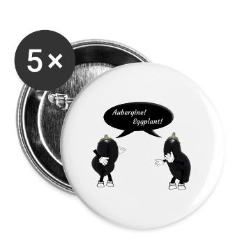 Aubergines / aubergines solanum melongena - Lot de 5 grands badges (56 mm) - blanc - Devant