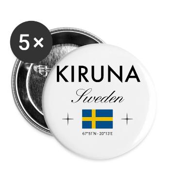 Kiruna Sweden Coordinates Travel Souvenir - Buttons large 2.2''/56 mm (5-pack) - white - Front