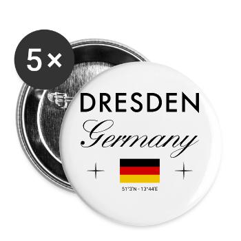 Dresden Deutschland Koordinaten Reise Souvenir - Buttons groß 56 mm (5er Pack) - Weiß - Vorne