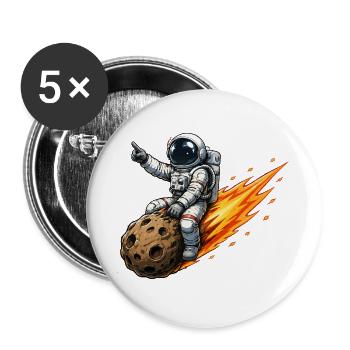 Un astronaute frappe une fusée météorite - Lot de 5 grands badges (56 mm) - blanc - Devant