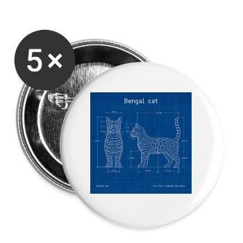 Technical Cats Illustration - Buttons large 2.2''/56 mm (5-pack) - white - Front