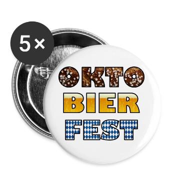 Oktobierfest Bavarian Beer Pattern - Buttons groß 56 mm (5er Pack) - Weiß - Vorne