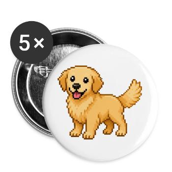 Cute Golden Retriever – Retro Pixel Art Dog - Buttons large 2.2''/56 mm (5-pack) - white - Front