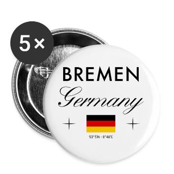 Bremen Deutschland Koordinaten Reise Souvenir - Buttons groß 56 mm (5er Pack) - Weiß - Vorne