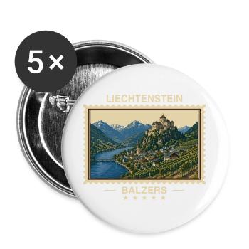 Liechtenstein Balzers Vintage Reisemarke - Buttons groß 56 mm (5er Pack) - Weiß - Vorne