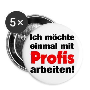 Profis Rot Logo Text Design - Buttons groß 56 mm (5er Pack) - Weiß - Vorne