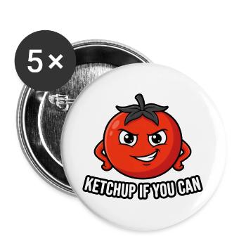 Ketchup If You Can – Funny Tomato - Buttons large 2.2''/56 mm (5-pack) - white - Front