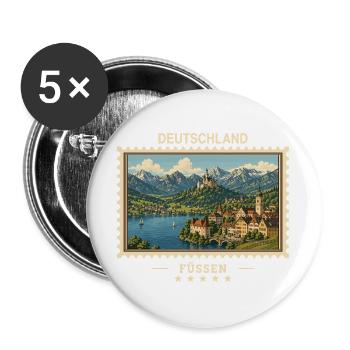 Deutschland Füssen Vintage Reisemarke - Buttons groß 56 mm (5er Pack) - Weiß - Vorne