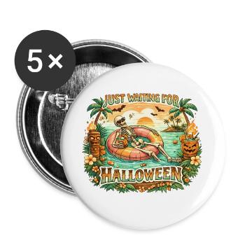 Waiting for Halloween Skeleton Hallloween Anticipation - Buttons large 2.2''/56 mm (5-pack) - white - Front