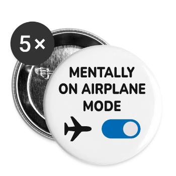 Mentally On Airplane Mode Funny Travel Introvert - Buttons large 2.2''/56 mm (5-pack) - white - Front