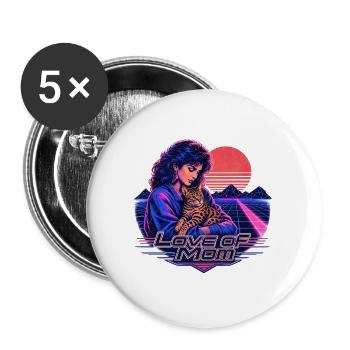 80s Retro Synthwave Bengal Cat - Buttons large 2.2''/56 mm (5-pack) - white - Front