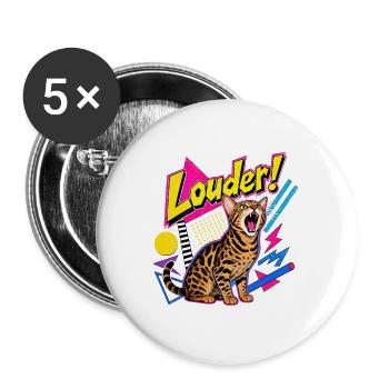 Shrill 90s Memphis Bengal Cat - Buttons large 2.2''/56 mm (5-pack) - white - Front
