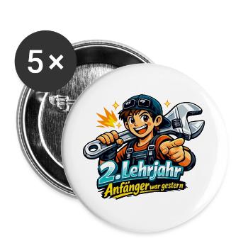 2. Lehrjahr - Anfänger war gestern - Buttons groß 56 mm (5er Pack) - Weiß - Vorne