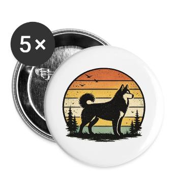 Husky Retro Sunset - Buttons large 2.2''/56 mm (5-pack) - white - Front