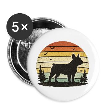 Silhouette du chien sauvage au coucher du soleil - Lot de 5 grands badges (56 mm) - blanc - Devant